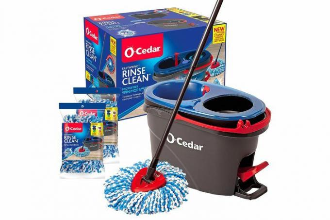 „Amazon O-Cedar EasyWring RinseClean Spin Mop & Bucket“ grindų valymo sistema