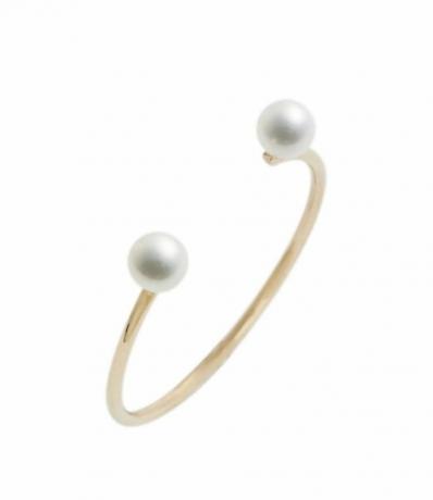 Auksinis žiedas su dviem perlais